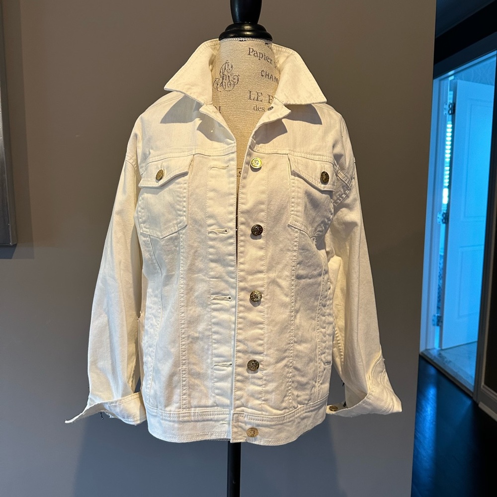 Off white custom made denim jacket